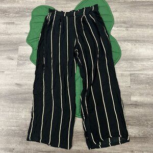 Ava Sky Hawaii Womens Medium Black Tan Stripe Wide Leg Palazzo Pant Beachy